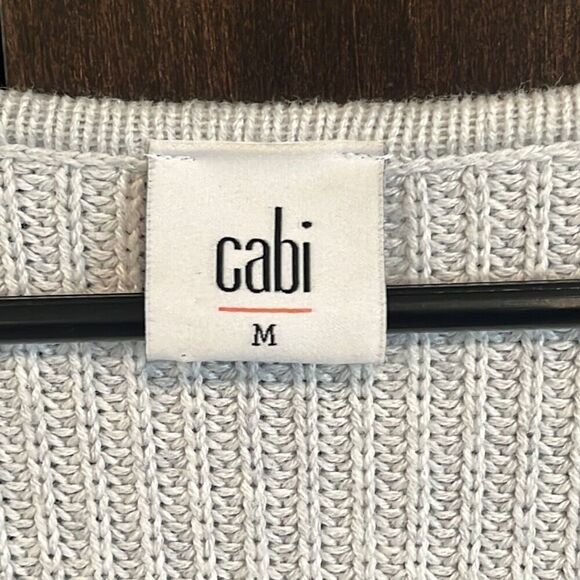 Cabi Gray Ribbed V-neck Sweater Pullover Side Zip Medium #3531 - Picture 6 of 7